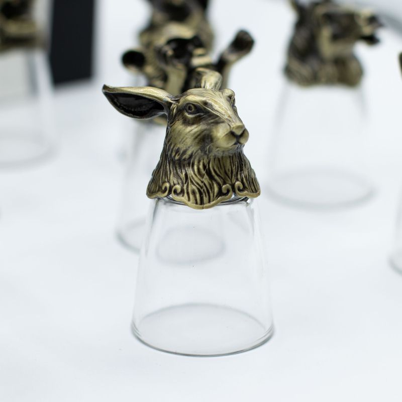 Dárková Sada 12 Panáků Bottom Up (25ml) - Bytosti Čínského Zvěrokruhu -  Starožitný Bronz