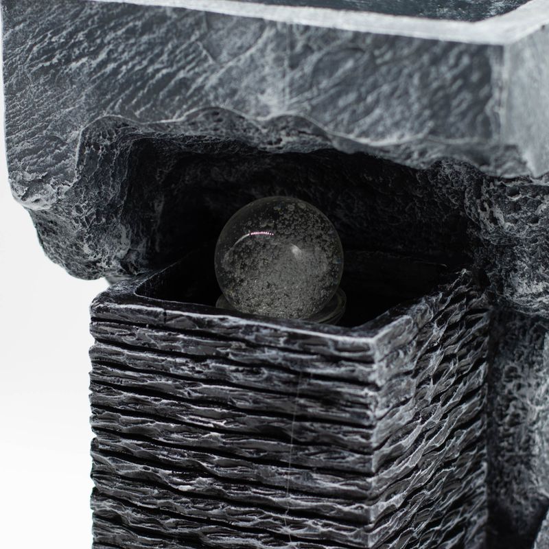 Stolní Fontána - 24x22x48cm - Kámen a Křišťálová Koule Měnící Barvu