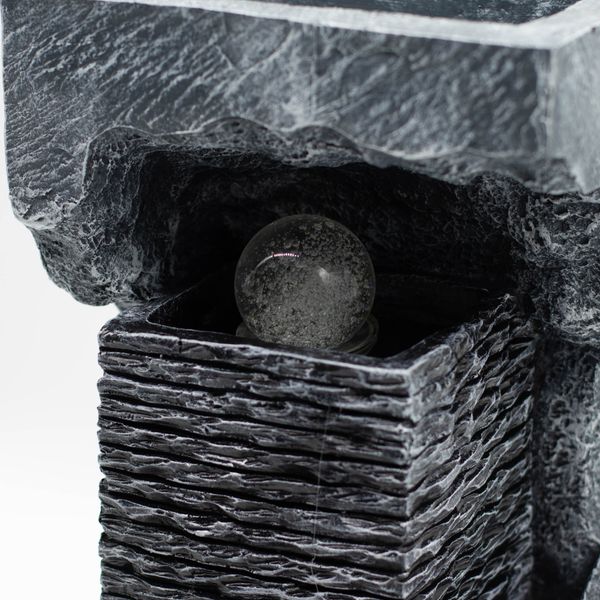 Stolní Fontána - 24x22x48cm - Kámen a Křišťálová Koule Měnící Barvu