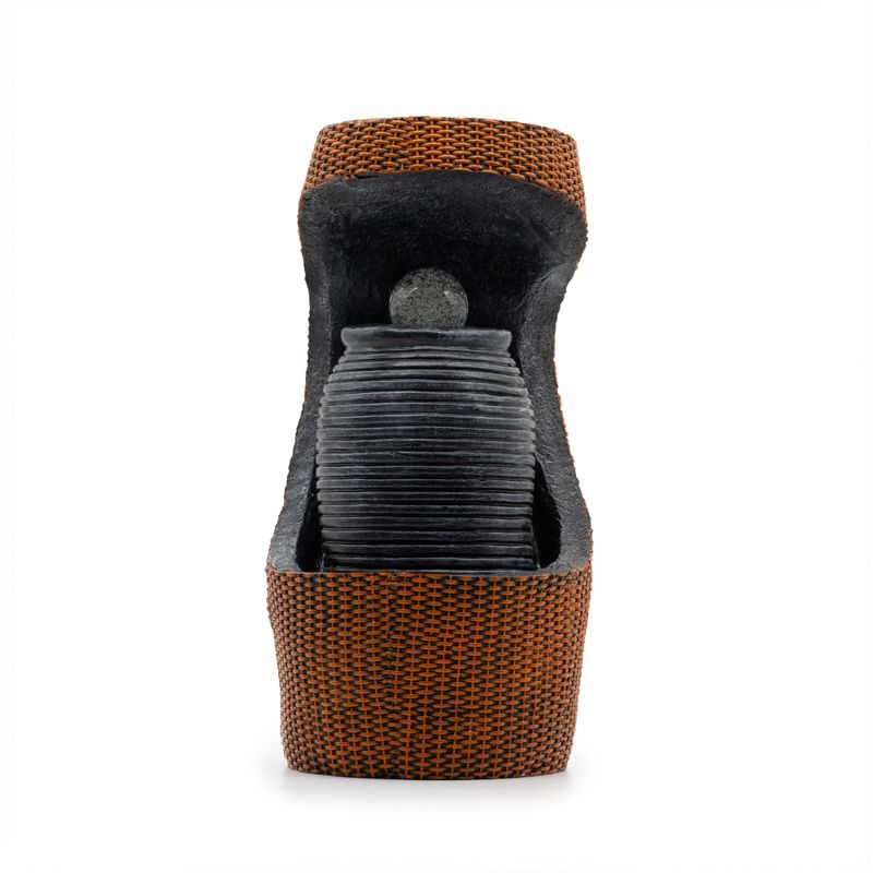 Stolní Fontána - 24x22x48cm - Křišťálová Koule Měnící Barvu v Řecké Urně v Košíku