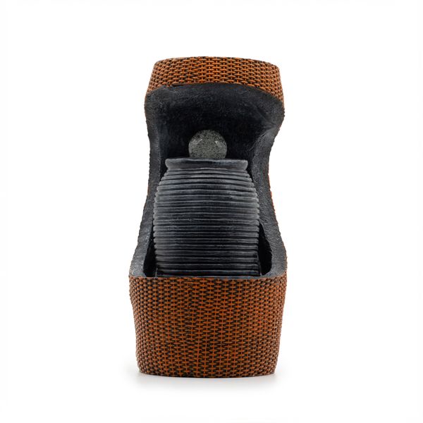 Stolní Fontána - 24x22x48cm - Křišťálová Koule Měnící Barvu v Řecké Urně v Košíku