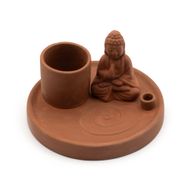 Víceúčelový Talíř pro Kadidla - Buddha - Naturální Terakotový Styl