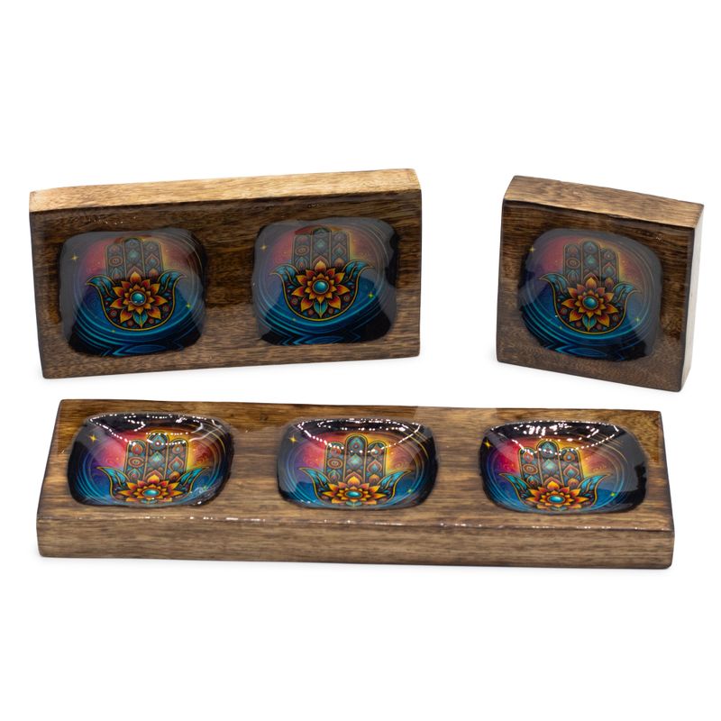Střední Set Smaltovaných Táců - Hamsa