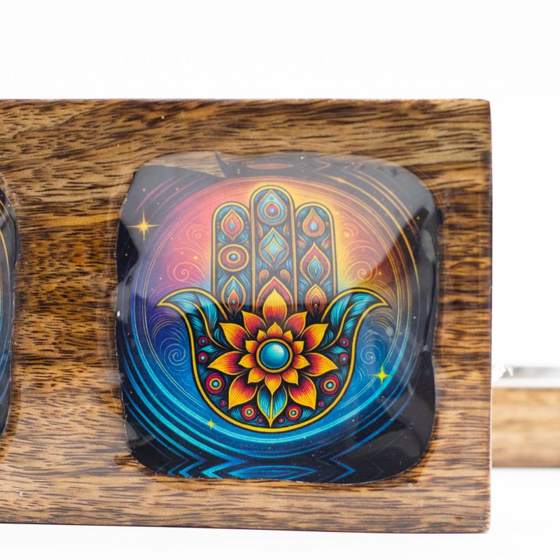 Střední Set Smaltovaných Táců - Hamsa