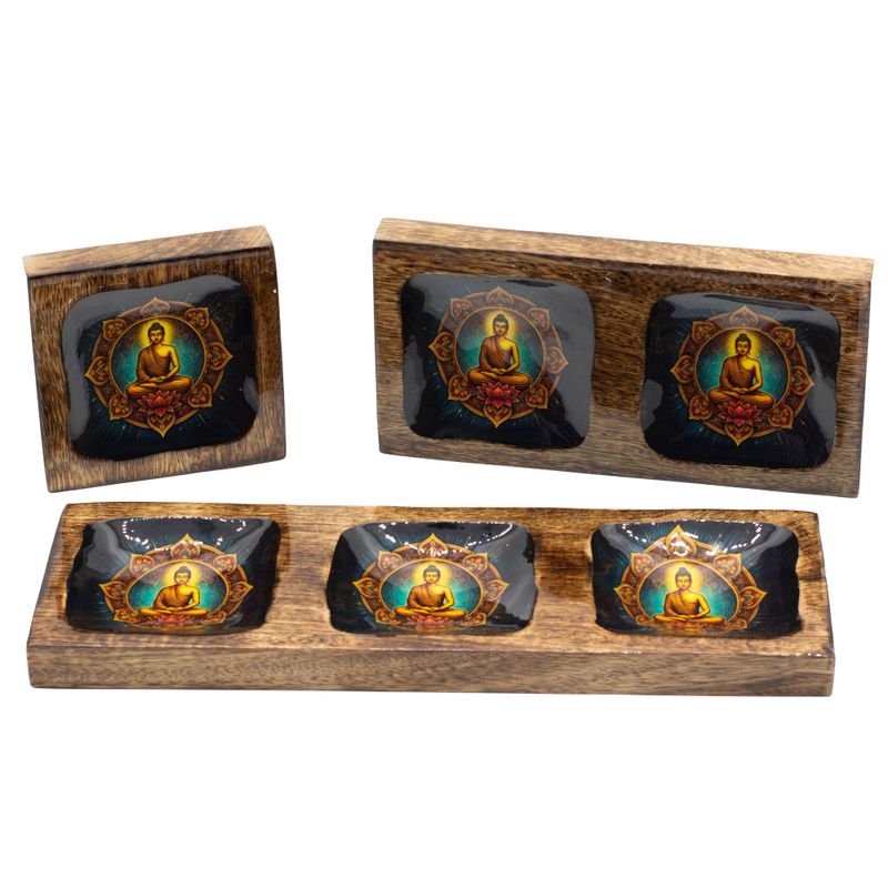 Velký Set Smaltovaných Táců - Buddha