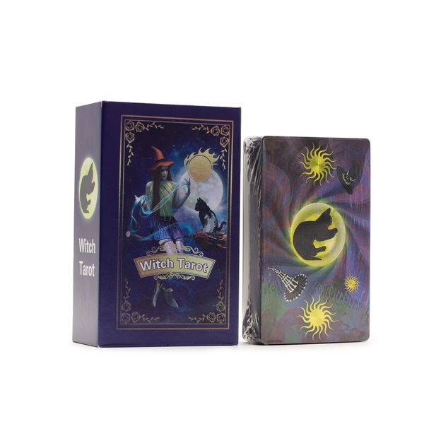 Sada Fialových Fóliových Tarotrových Karet - Čarodějnický Tarot - s Brožurkou