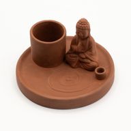 Víceúčelový Talíř pro Kadidla - Buddha - Naturální Terakotový Styl