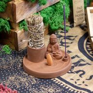 Víceúčelový Talíř pro Kadidla - Buddha - Naturální Terakotový Styl