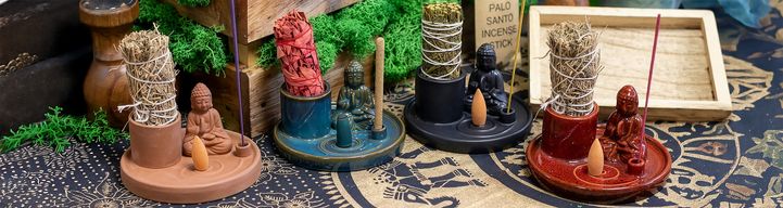Víceúčelový Talíř pro Kadidla - Buddha - Naturální Terakotový Styl