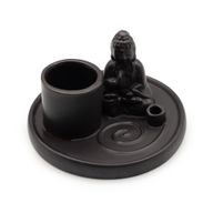 Víceúčelový Talíř pro Kadidla - Buddha - Keramická Matně Černá
