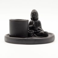 Víceúčelový Talíř pro Kadidla - Buddha - Keramická Matně Černá