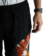 Japonský styl lounge kalhoty - Velikost L - černá čokoláda / oranžová