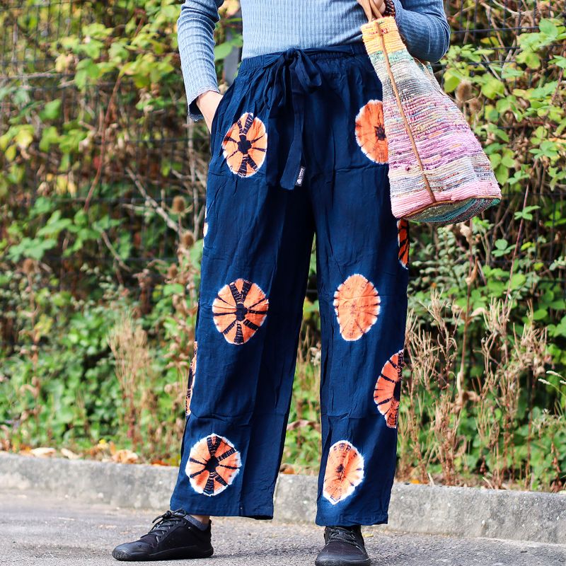 Pohodlné kalhoty ve stylu Japonska - Střední - Modrá, Oranžová