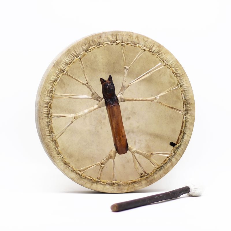 Duch Vlka - Shamanský Buben & Palička - Laditelý - 40cm