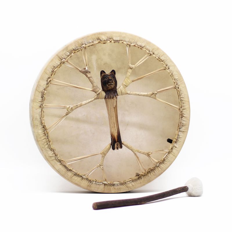 Duch Medvěda - Shamanský Buben & Palička - Laditelý - 40cm