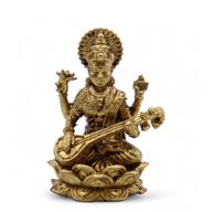 Mosazní Miniaturní Sošky Bohů - Sarswati (22gms)  - 34mm