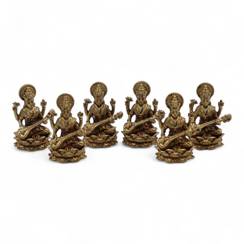 Mosazní Miniaturní Sošky Bohů - Sarswati (22gms)  - 34mm