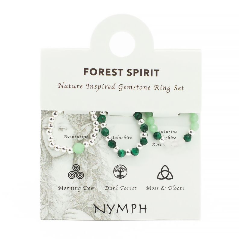 Nymph Spirit sada prstenů s drahokamy - Lesní duch