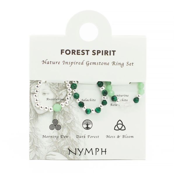 Nymph Spirit sada prstenů s drahokamy - Lesní duch