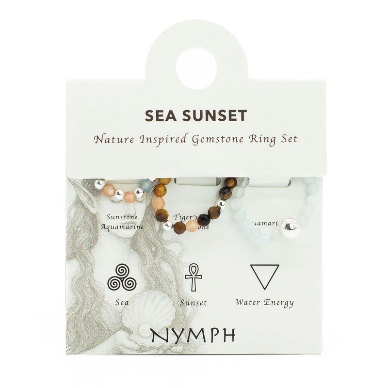 Nymph Spirit Set Prstenů s Drahými Kameny - Mořský Sunkus