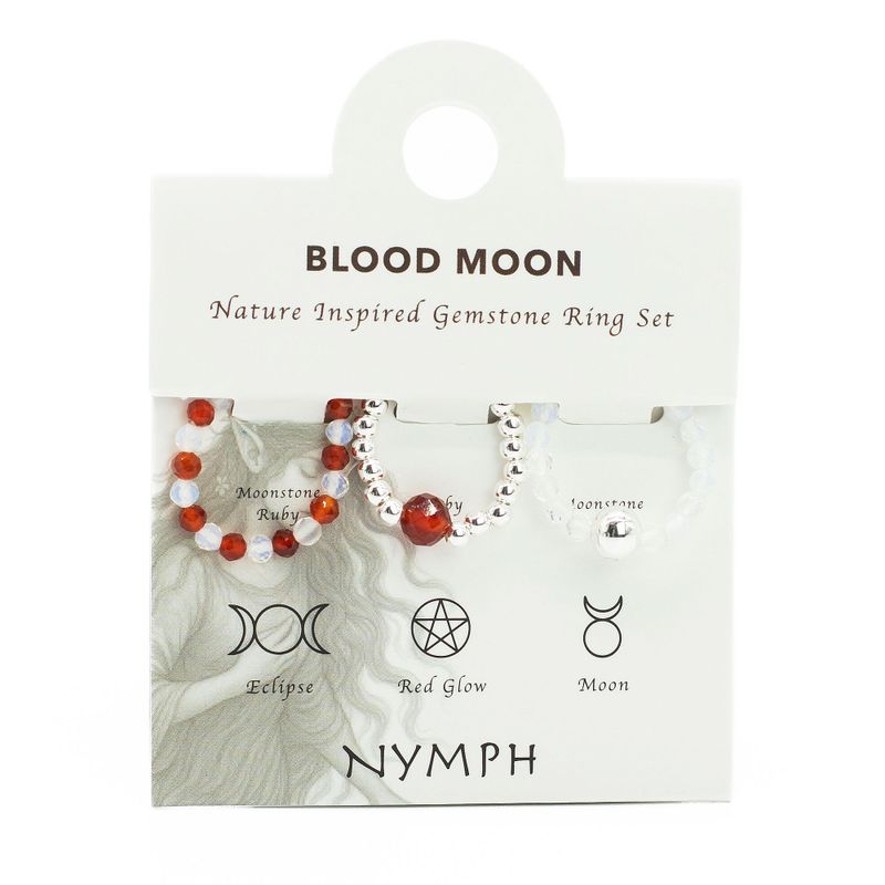 Nymph Spirit Set Prstenů s Drahými Kameny - Krvavý Měsíc