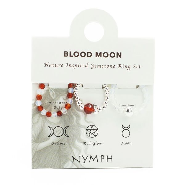 Nymph Spirit Set Prstenů s Drahými Kameny - Krvavý Měsíc