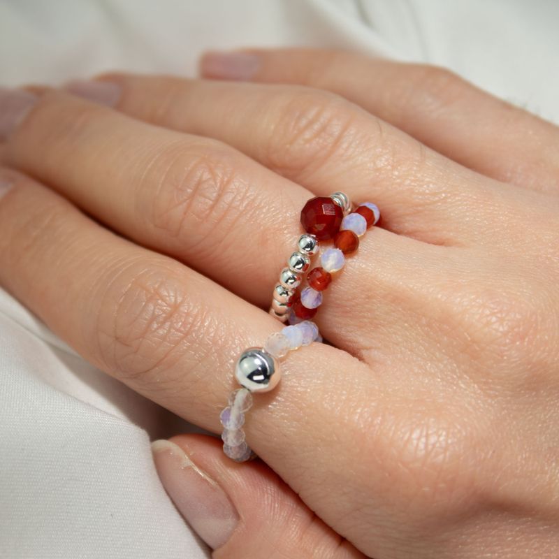 Nymph Spirit Set Prstenů s Drahými Kameny - Krvavý Měsíc
