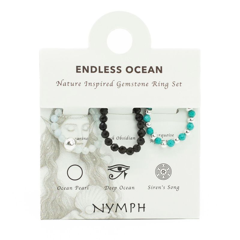 Nymph Spirit Set Prstenů s Drahými Kameny - Nekonečný Oceán
