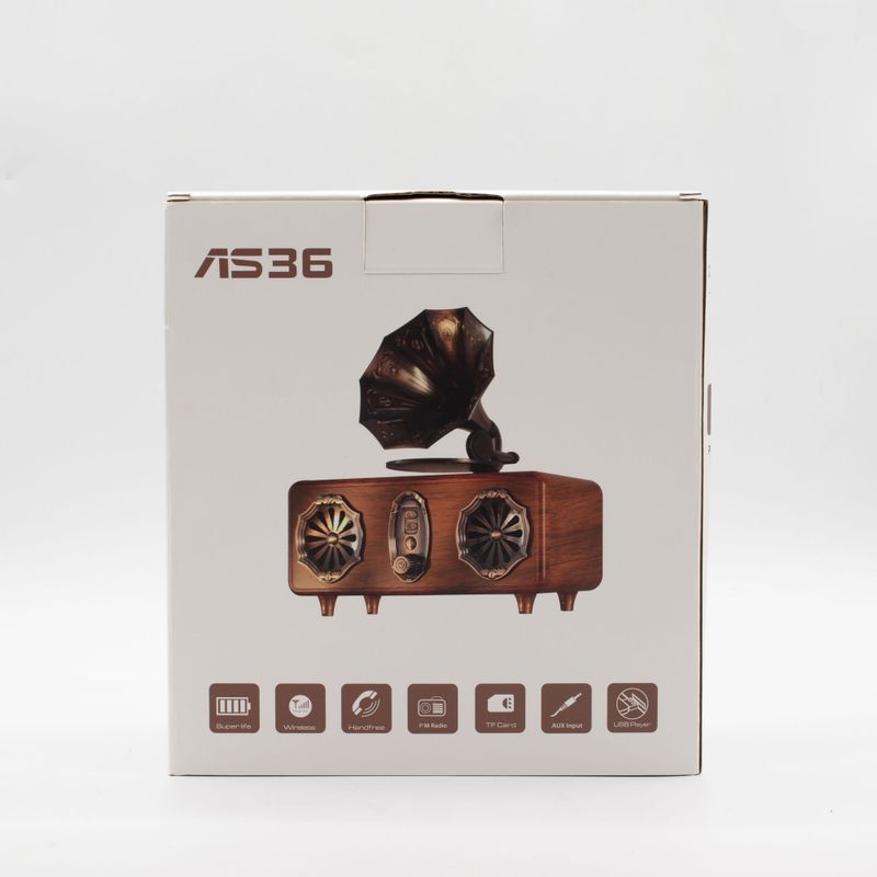 Mini Dvojitý Reproduktor - Retro Gramofón - Bluetooth & FM Rádio