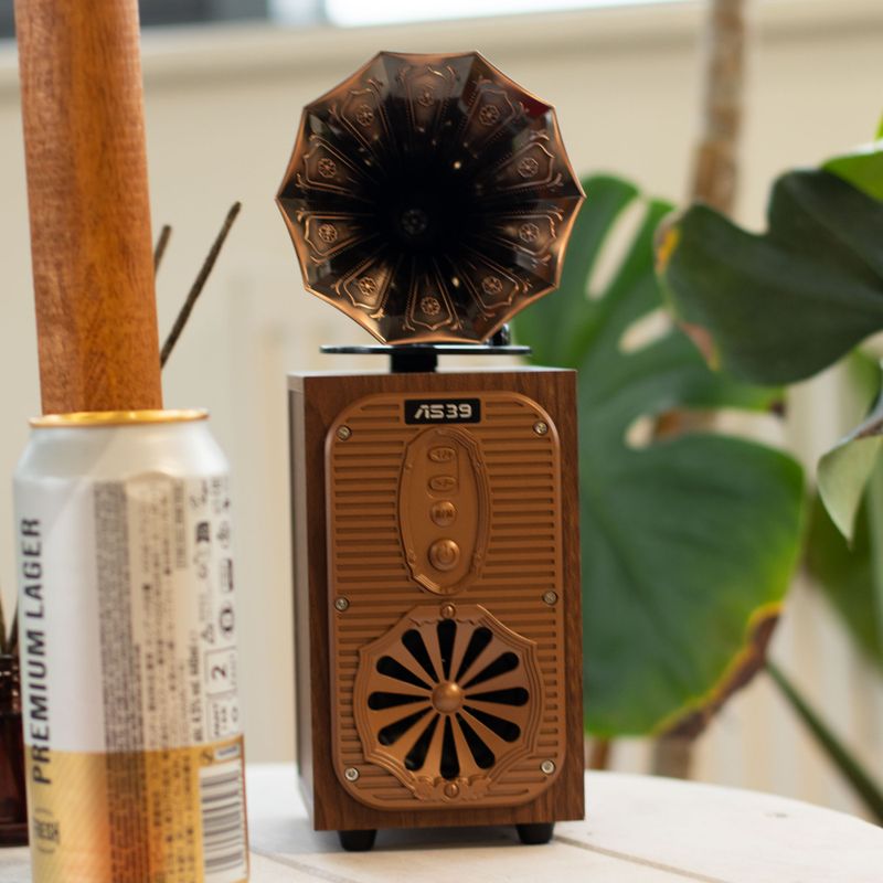 Mini Reproduktor - Vysoký Retro Gramofón (Extra Hlasitý) - Bluetooth & FM Rádio