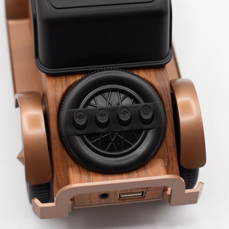 Mini Reproduktor - Klasické Vintage Auto s Držákem na Telefon - Bluetooth & FM Rádio