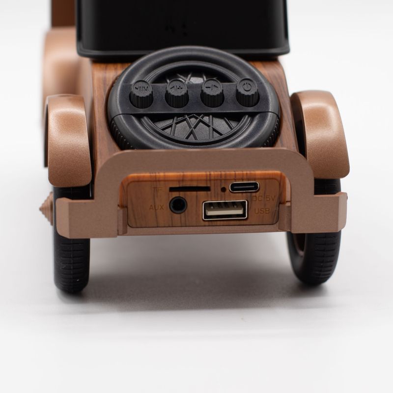 Mini Reproduktor - Klasické Vintage Auto s Držákem na Telefon - Bluetooth & FM Rádio