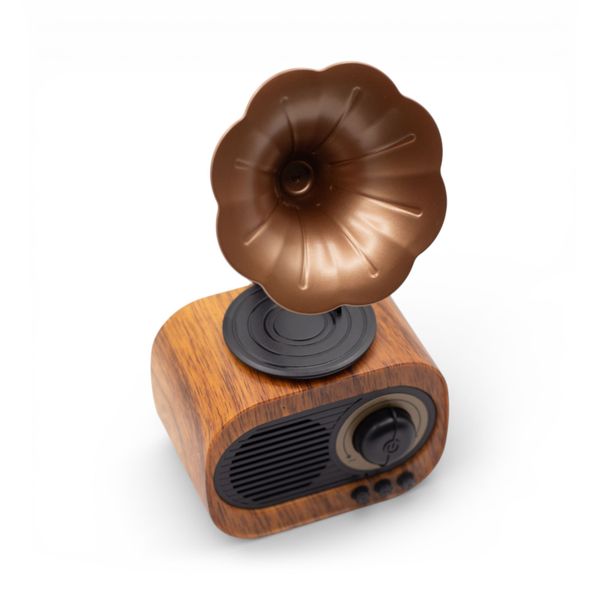 Mini Reproduktor - Retro Gramofon - Bluetooth & FM Rádio