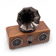 Mini Dvojitý Reproduktor - Retro Gramofón - Bluetooth & FM Rádio