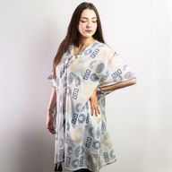 Nomád Sari - Kaftan - Zlatý & Modrý Grécký Motiv - Ručně Malovaný