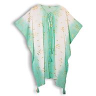 Nomád Sari - Kaftan - Bílý  & Tyrkysový - Design Zlaté Ryby