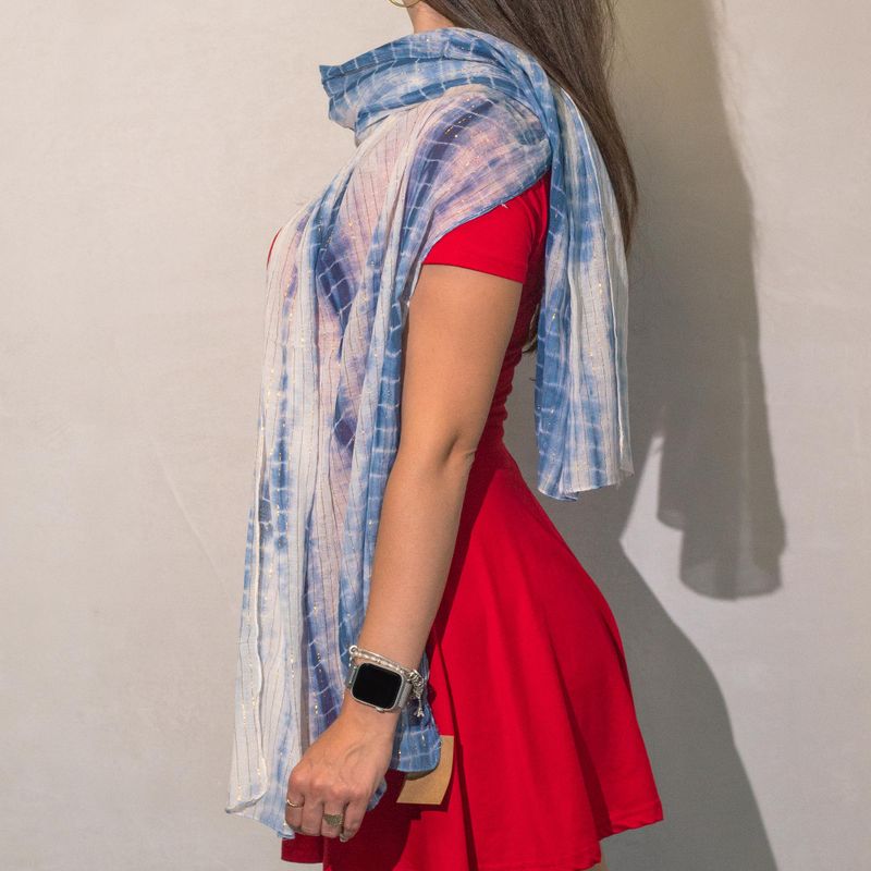 Nomad Sari  - Letní Šátek -  180x50cm - Party Shine - Modrá