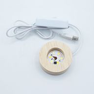6cm kulatý dřevěný USB LED stojan - studené/teplé/denní světlo
