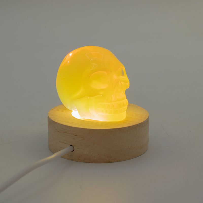 6cm kulatý dřevěný USB LED stojan - studené/teplé/denní světlo