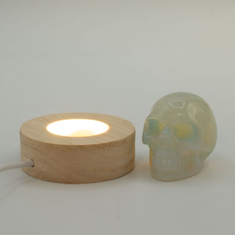 6cm kulatý dřevěný USB LED stojan - studené/teplé/denní světlo