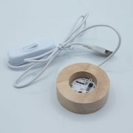 6cm Kulatý Dřevěný USB LED Stojan - Více Barev