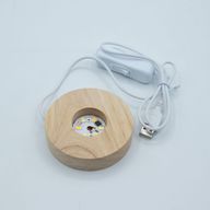 8cm Kulatý Dřevěný USB LED Stojan - Studená / Teplá / Denní Světlo