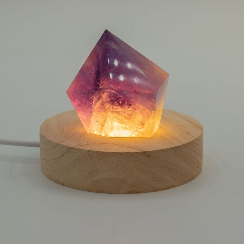 8cm Kulatý Dřevěný USB LED Stojan - Studená / Teplá / Denní Světlo