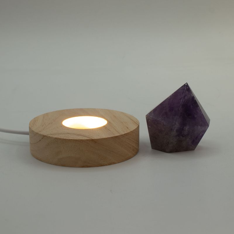 8cm Kulatý Dřevěný USB LED Stojan - Studená / Teplá / Denní Světlo