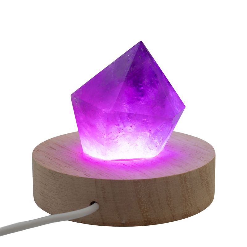 8cm Kulatý Dřevěný USB LED Stojan - Více Barev