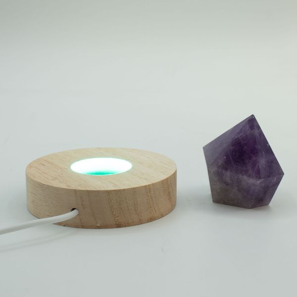 8cm Kulatý Dřevěný USB LED Stojan - Více Barev
