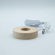 8cm Kulatý Dřevěný USB LED Stojan - Více Barev