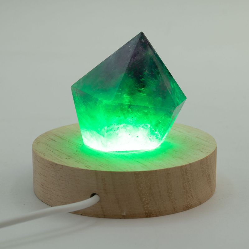8cm Kulatý Dřevěný USB LED Stojan - Více Barev