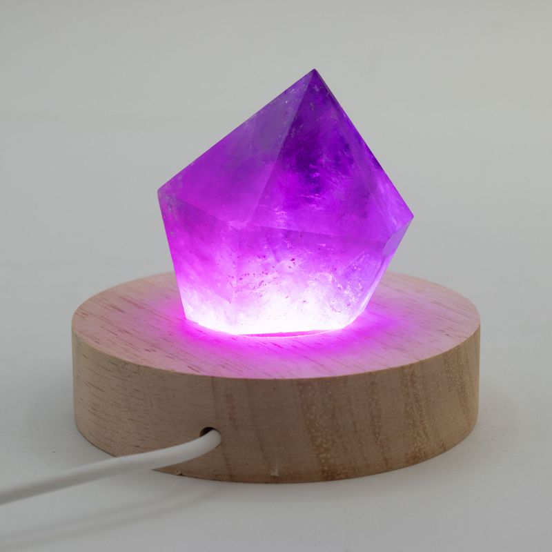 8cm Kulatý Dřevěný USB LED Stojan - Více Barev