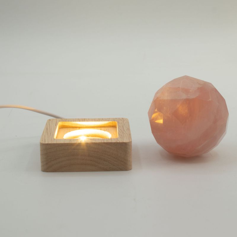 6cm Čtvercový Dřevěný USB LED Stojan - Studená / Teplá / Denní Světlo